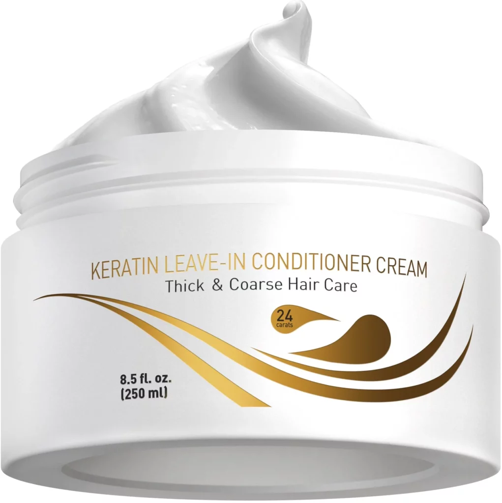 Keratin Leave in Conditioner Cream for Thick Coarse Dry Damaged Frizzy Curly Hair