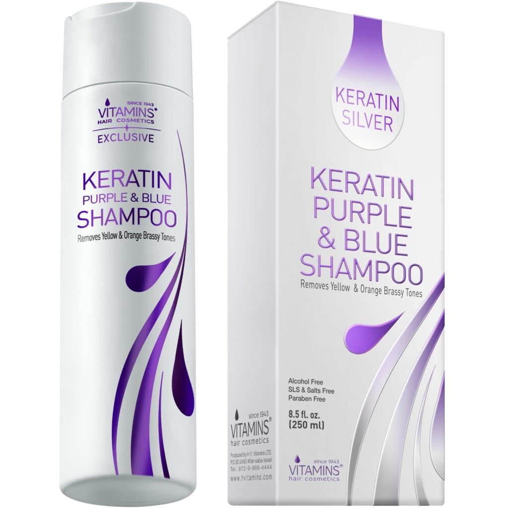 Keratin Blue Purple Shampoo Hair Toner for Brassy Hair